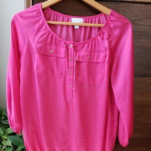 Fuchsia Satin Blouse